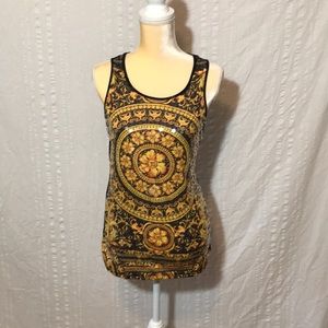 Yellow/black/orange top